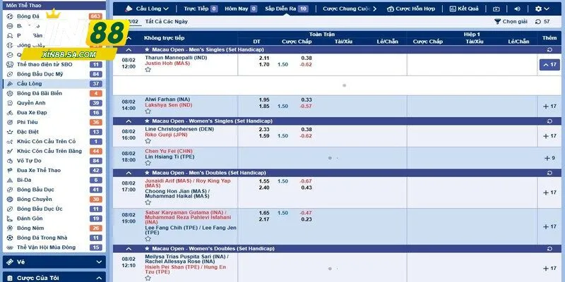 Số lượng trận đấu cung cấp đa dạng với nhiều giải khác nhau